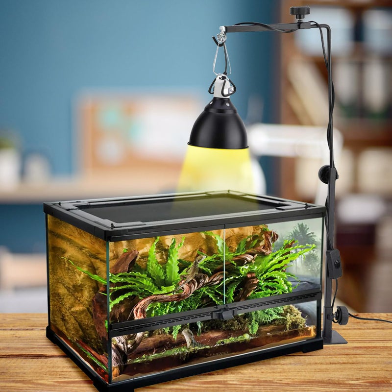 Hamiledyi Adjustable Reptile Lamp Stand 15"-25" Metal Bracket - Heavy-Duty Heat/UVB Light Holder for Reptile Terrariums, Turtle Tanks & Amphibian Habitats - Image 3